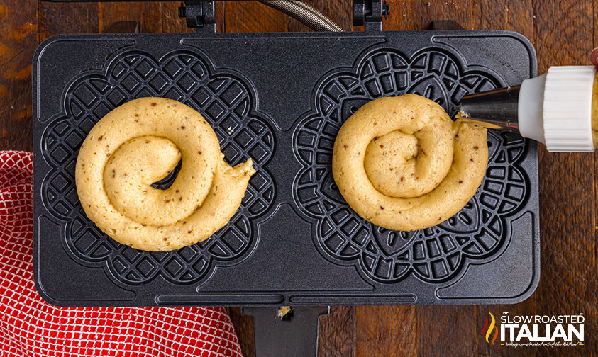 italian cookie batter on griddle