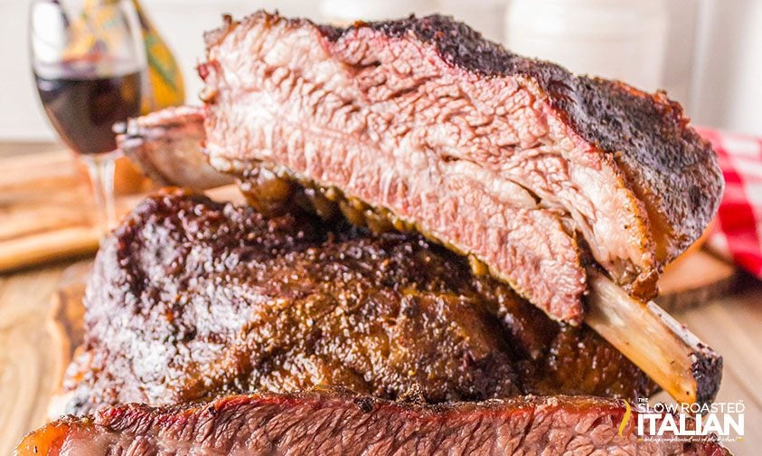 smoked beef ribs closeup