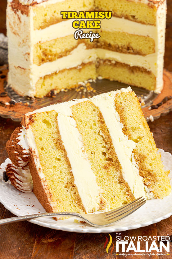 slice of tiramisu cake on plate