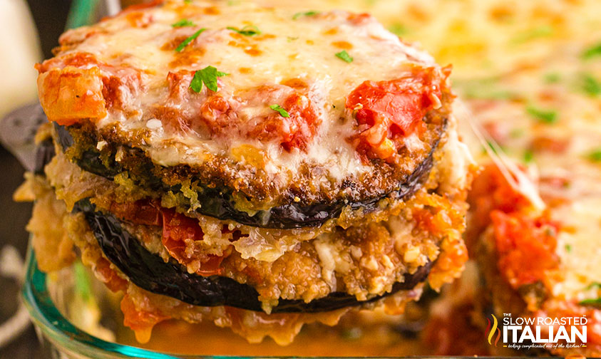 eggplant parmesan close up
