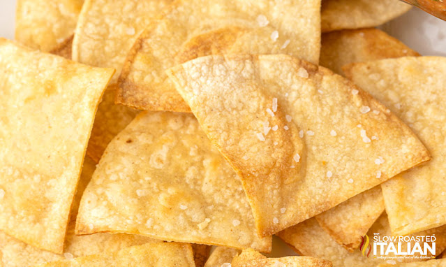 homemade tortilla chips close up