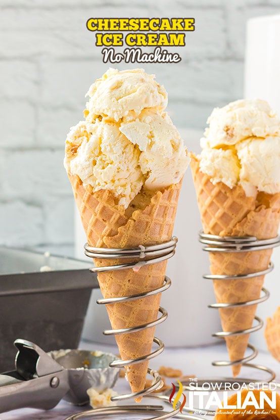titled (shown in cones) cheesecake ice cream