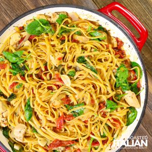 chicken linguine in large pot