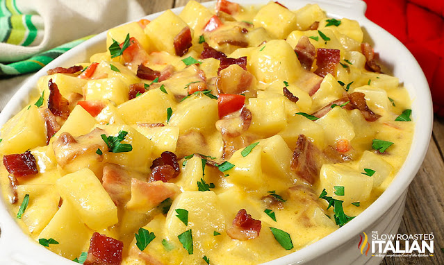 crockpot party potatoes in bowl