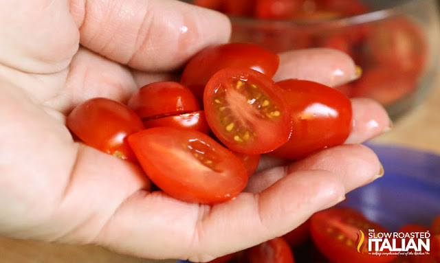 handful of cherry tomatoes cut in half