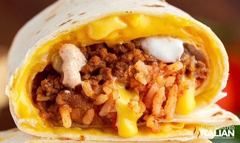 beef quesarito close up