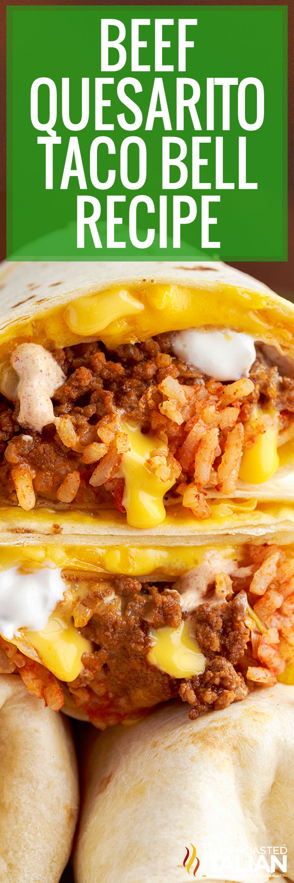 titled pinterest image for taco bell beef quesarito recipe