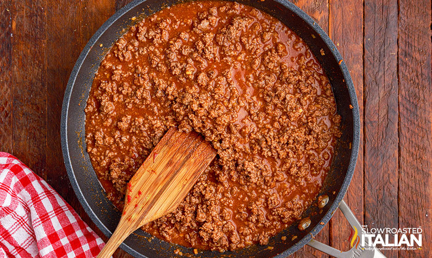 seasoned taco bell ground beef in pan