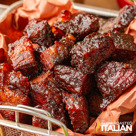 brisket burnt ends, close up