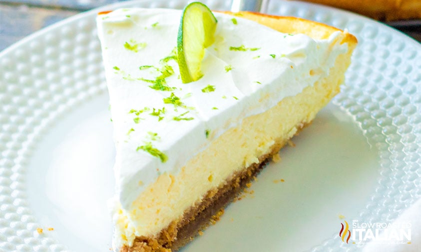 slice of lime dessert on white plate