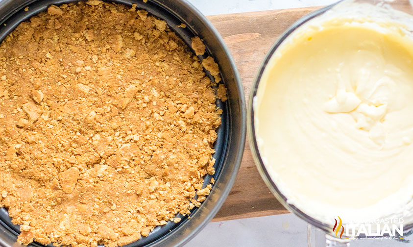 graham cracker crust in a springform pan