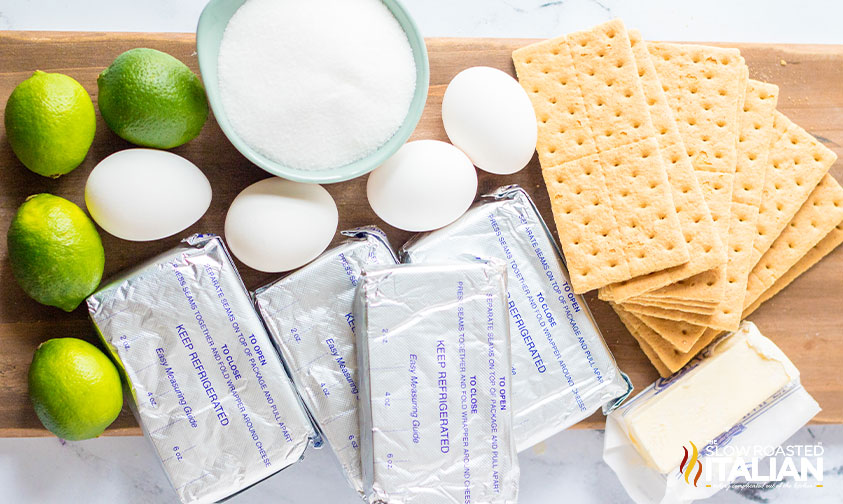 key lime cheesecake ingredients on counter