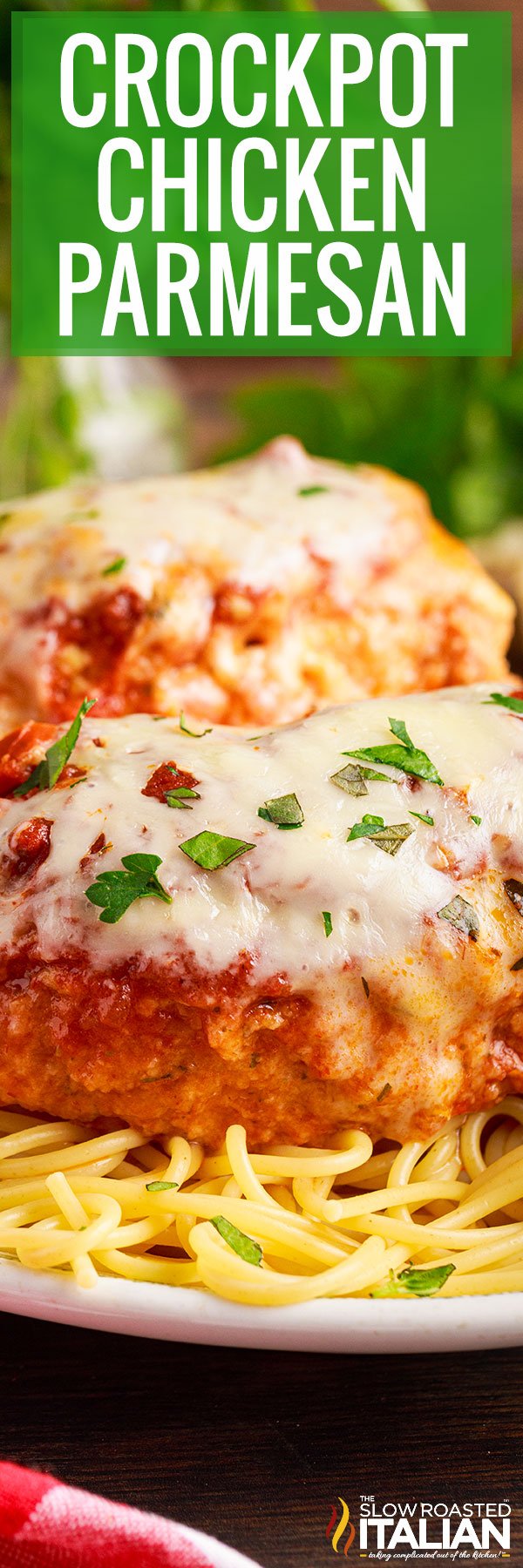 titled pinterest image for easy chicken parmesan recipe
