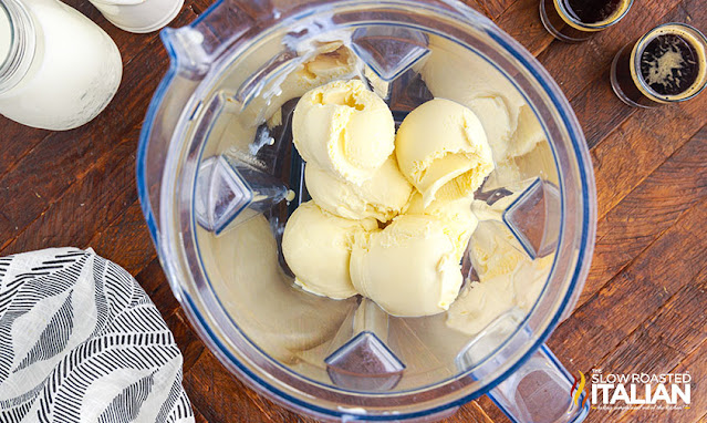 vanilla ice cream in a blender
