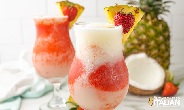 frozen hawaiian drinks in hurricane glasses