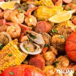 freshly boiled seafood closeup