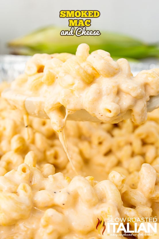 titled (shown close up) smoked mac and cheese