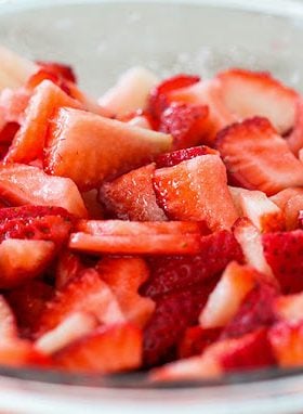 bowl of macerated strawberries
