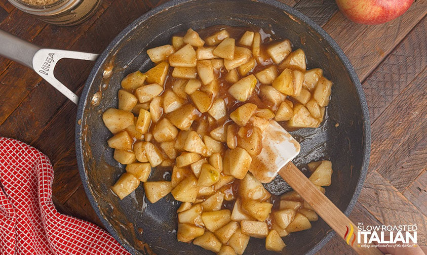 cooking fruit filling in skillet on stove top