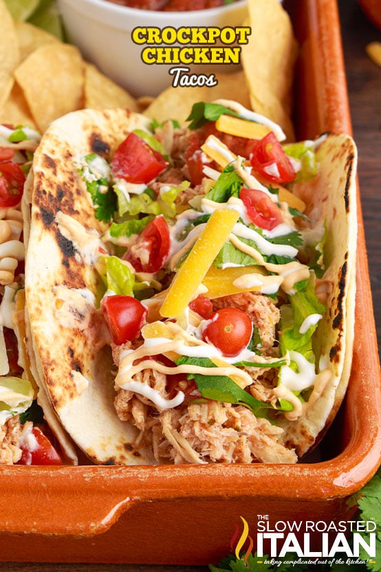 Slow Cooker Shredded Chicken Tacos (3-Ingredient Recipe)