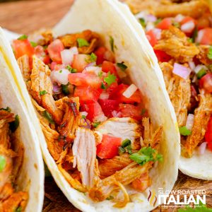 pulled pork tacos, close up