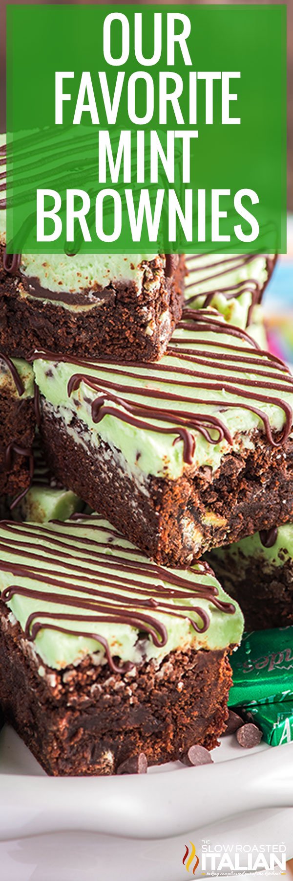 titled collage for mint brownies recipe