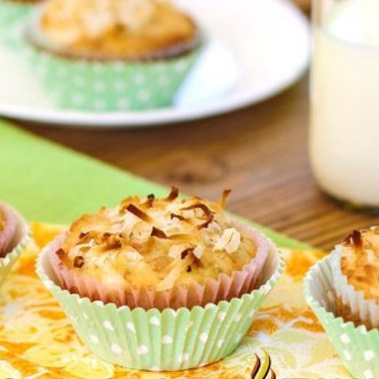 Hawaiian muffin topped with toasted coconut