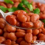 instant pot pinto beans on a spoon