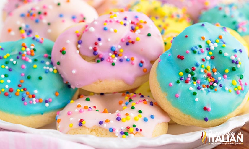 pastel colored italian knot cookies