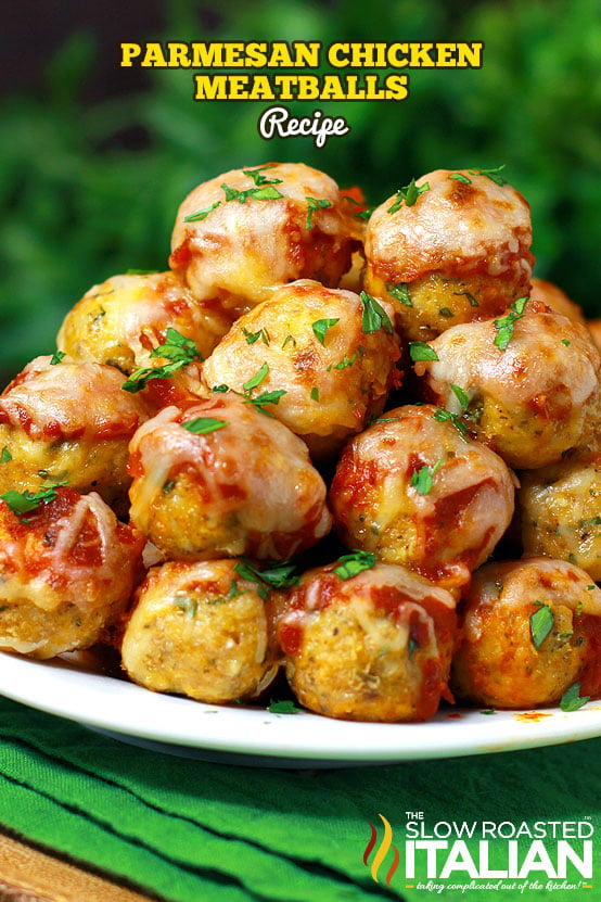 Baked Chicken Parmesan Meatballs Recipe + Video