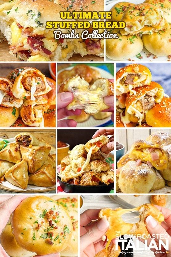 titled collage for stuffed bread bomb recipes