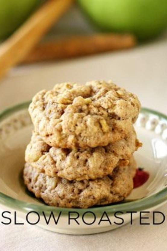 stack of apple oatmeal cookies