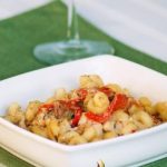 cavatappi pasta with roasted red peppers.
