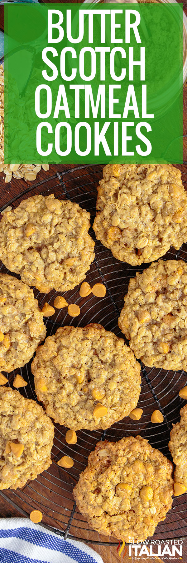 titled pinterest collage for butterscotch oatmeal cookies