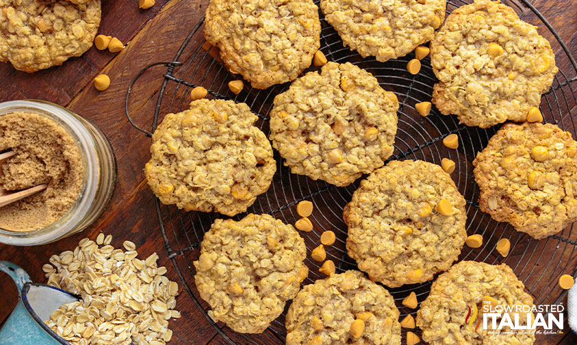 butterscotch oatmeal cookies cooling