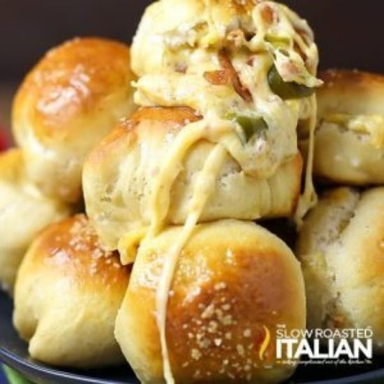 stuffed bread appetizers, close up