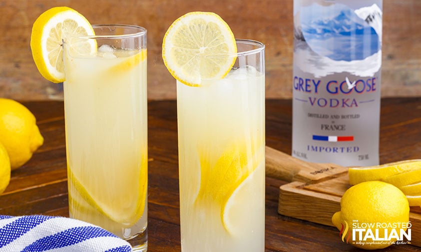 spiked lemonade in 2 glasses