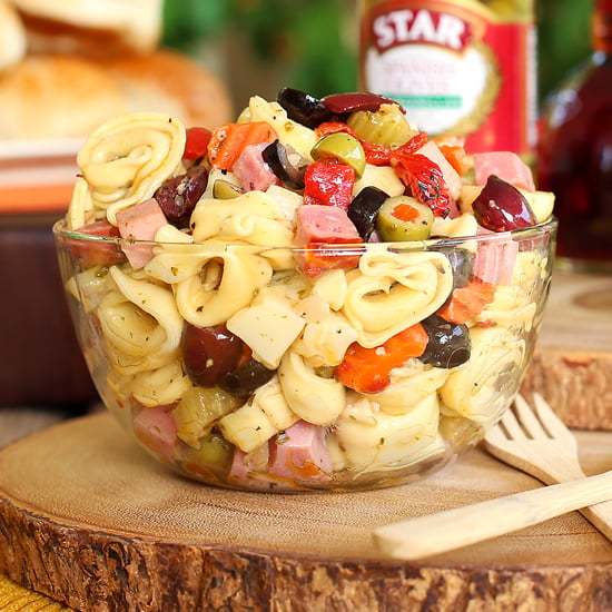 bowl of italian pasta salad with leftover ham
