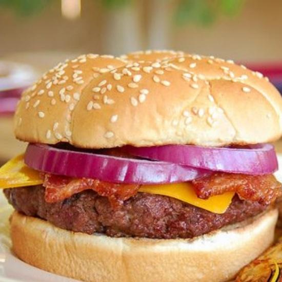best bacon cheeseburger, close up