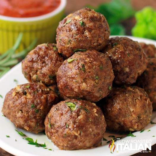 baked meat balls on platter