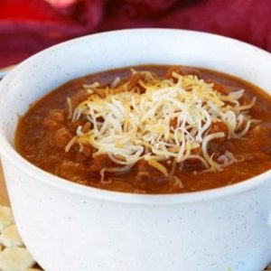 bowl of hearty chili with cheese