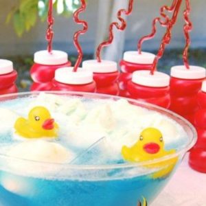 bowl of birthday party punch with Sesame Street theme