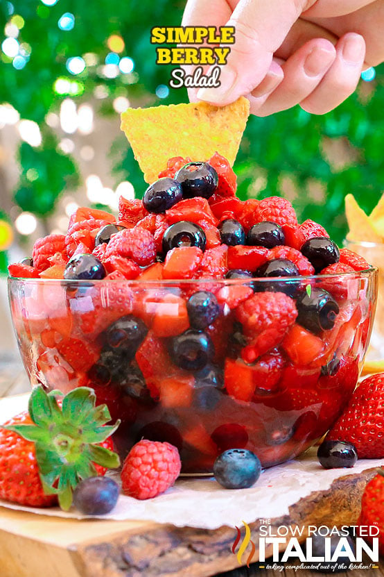 titled (shown in glass serving bowl) simple berry salad