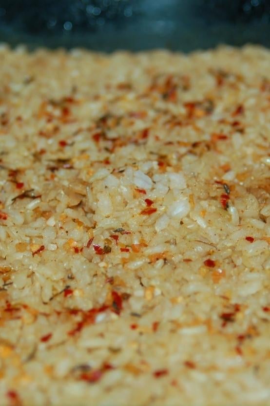 closeup - tex mex baked brown rice