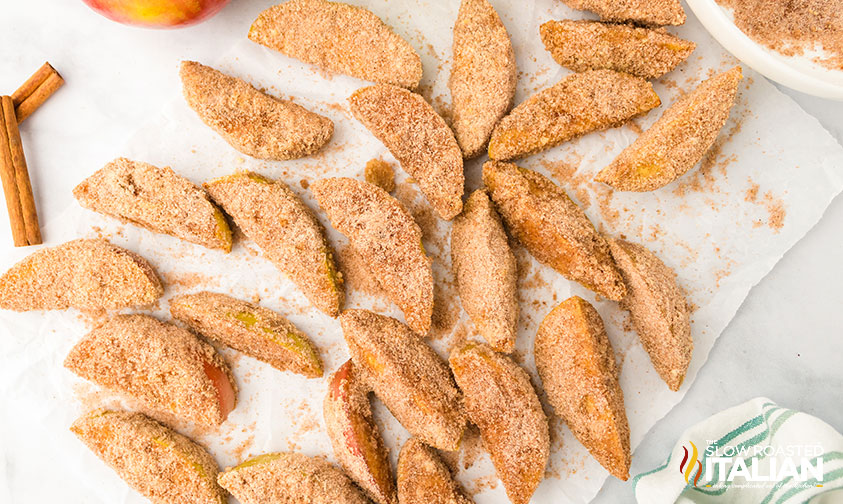 fried apple fry slices covered in cinnamon sugar