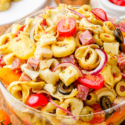 antipasto pasta salad in a bowl