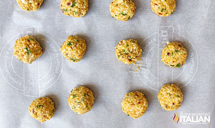 scooped cauliflower bites in sheet pan