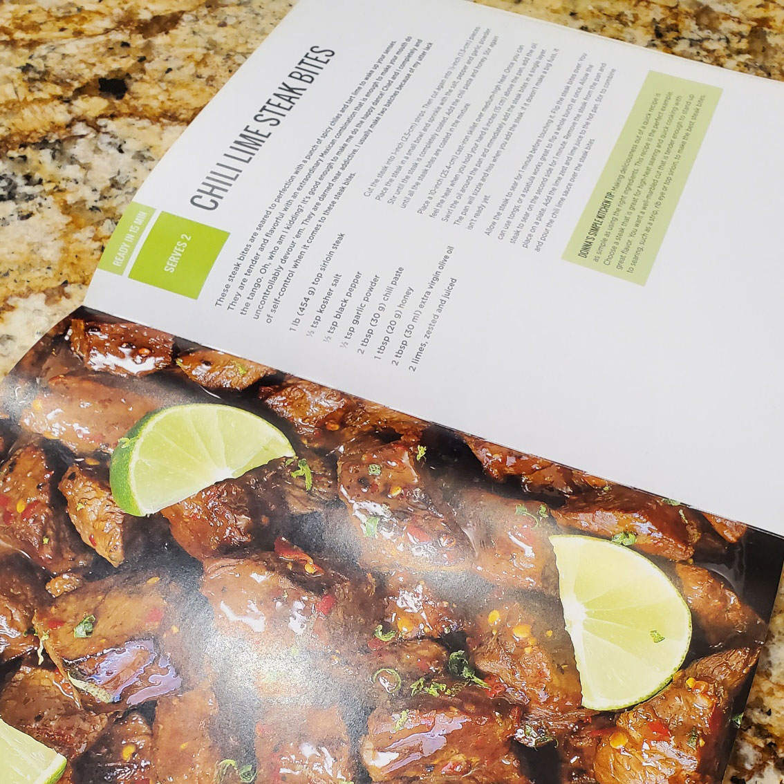Chili Lime Steak Bite Page in Cookbook