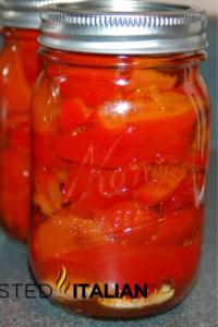 roasted red peppers in jar