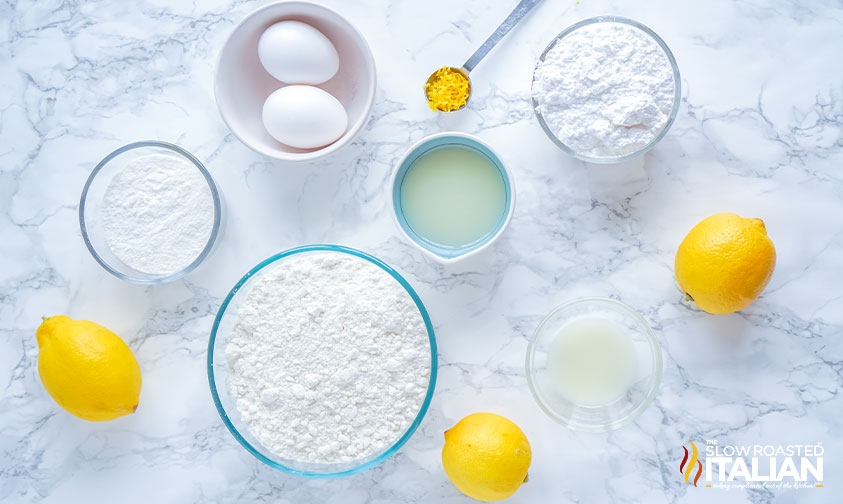 ingredients for lemon brownies